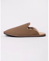 BOSS - Boss Shearling-Lined Slip-On Slippers With Logo Detail - Lyst