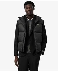 Lacoste - Solid Patterned Embossed Logo Hooded Puffer Coat - Lyst