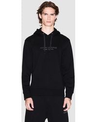 ARMANI EXCHANGE - Pullover Hoodie With Tonal Milano/New York Logo - Lyst