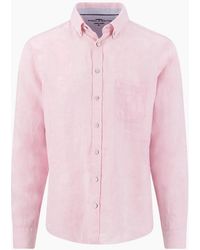 Fynch-Hatton - Fynch-Hatton Long Sleeved Linen Shirt Magnolia - Lyst