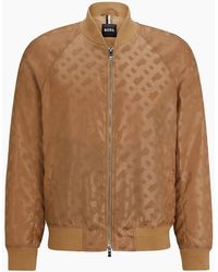 BOSS - Geometric Patterned Ribbed Cuff Bomber Jacket - Lyst