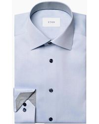 Eton - Geometric Trim Signature Twill Contemporary Shirt 21 Light - Lyst