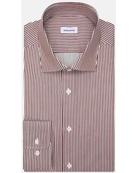 Seidensticker - Regular Fit Easy Iron New Kent Striped Business Shirt Burgundy - Lyst