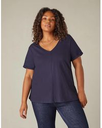 Live Unlimited London - Cotton Slub V-Neck T-Shirt - Lyst