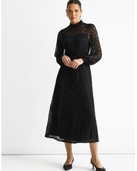 Gini London - High Neck Jersey Lace Occasion Midi Dress - Lyst