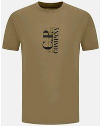 C.P. Company - 30/1 Jersey Vertical Logo T-Shirt Fallen Rock - Lyst