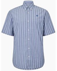 Timberland - Striped Button Down Collar Short Sleeve Shirt - Lyst
