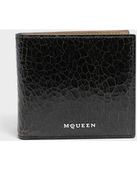 McQueen - Logo Bi-Fold Wallet Crackled Leather - Lyst