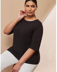 Live Unlimited London - Cotton Elbow Length Sleeve T-Shirt - Lyst