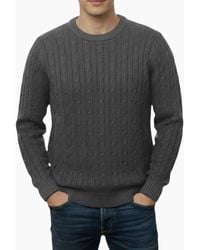 Firetrap - Cable Knit Sweatshirt Chunky Crew Neck Pullover Cotton Winter Warm Jumper - Lyst