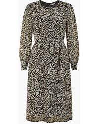 Yumi' - Leopard Crew Neck Midi Skater Dress - Lyst