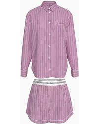 Calvin Klein - Cotton Poplin Heritage Stripe Pyjama Set, Essence - Lyst