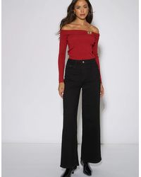 Gini London - Mid Rise Wide Leg Jeans - Lyst