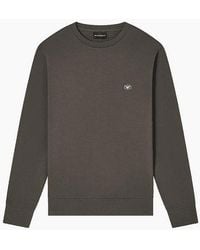 Emporio Armani - Double-Jersey Sweatshirt With Micro Logo Patch - Lyst
