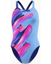 Speedo - Ladies Placement Powerback Printed One Piece Swimsuit - Lyst