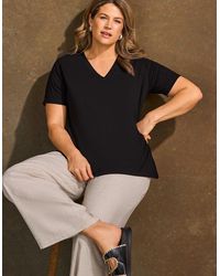 Live Unlimited London - Cotton Slub V Neck T-Shirt - Lyst