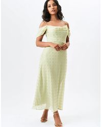 Gini London - Sage Cowl Neck Drop Sleeves Foil Maxi Dress - Lyst