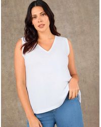 Live Unlimited London - Cotton Slub V Neck Vest With Curved Hem - Lyst