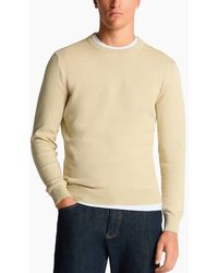 Remus Uomo - Tapered Fit Cotton Crew Neck Sweater Ecru - Lyst