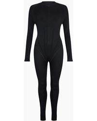 BOSS - Crew Neck Long Sleeve Solid Patterned Jumpsuit - Lyst