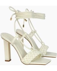 XY London - Ladies Mira Strappy Square Toe Lace Up Block Heel High Heels - Lyst