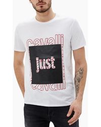 Just Cavalli - S01Gc0513 T-Shirt Print Short Sleeve Tops Cotton Tee - Lyst