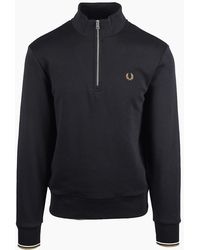 Fred Perry - Half Zip Sweatshirt/ Snow/ Bronze - Lyst