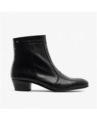 Club Cubano - Emmanuel Snakeprint Leather Cuban Heel Boots - Lyst