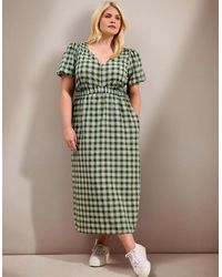 Live Unlimited London - Gingham Puff Sleeve Midaxi Dress - Lyst