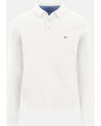 Fynch-Hatton - Polo Collar Fine Knit Cotton Sweater New Off - Lyst
