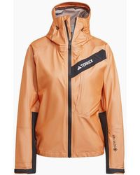 adidas - Solid Patterned Hooded Full Zipper Rain Jacket - Lyst