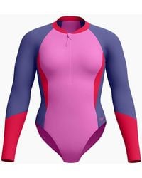 Speedo - Ladies Colour Block Long-Sleeved One Piece Swimsuit - Lyst