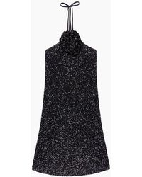 Ro&zo - Petite Mimi Sequinned Corsage-Detail Halterneck Mini Dress - Lyst