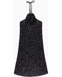 Ro&zo - Petite Mimi Sequinned Corsage-Detail Halterneck Mini Dress - Lyst