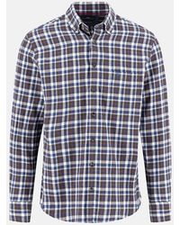 Fynch-Hatton - Premium Flannel Check Button Down Shirt Dark Chocolate - Lyst