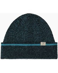 C.P. Company - Fleece Knit Logo Beanie - Lyst
