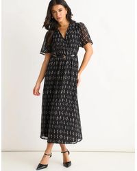 Gini London - Silk Geo Print Midi Dress - Lyst