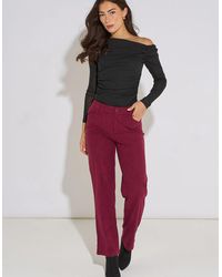Gini London - Mulberry Cord Straight Leg Trousers - Lyst