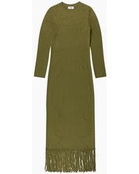 Ro&zo - Khaki- Appliquéd Knit Midi Dress With Wool - Lyst