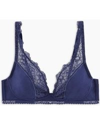 Emporio Armani - Floral Lace Stretch Cotton Bralette - Lyst