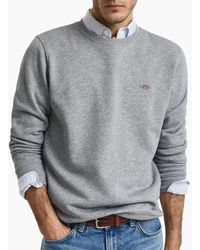 GANT - Shield Crew Neck Sweatshirt Pullover French Terry Graphic Embroidered - Lyst