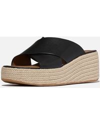 Fitflop - Platfforms Espadrille Leather Wedge Cross Slides - Lyst
