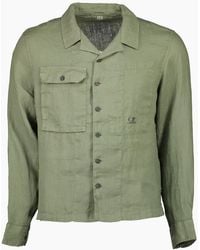C.P. Company - Long Sleeve Linen Overshirt - Lyst