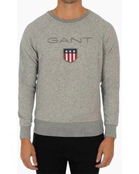 GANT - Shield Sweatshirt Crew Neck Long Sleeve Pullover Jumper Melange - Lyst