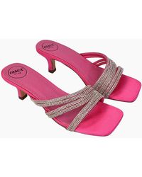 XY London - Ladies Sparkle Diamante Square Toe Mule Sandals - Lyst