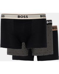 BOSS - Boss Three-Pack Of Stretch-Cotton Trunks With Logo Waistbands - Lyst