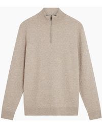 Ted Baker - Kurnle T Stitch Knitted Camel Half Zip Sweater - Lyst