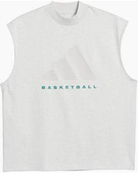 adidas - Adi Printed Logo Mock Neck Sleeveless Box Tank - Lyst