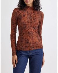 Nobody's Child - Lyra Snake Print Funnel Neck Long Sleeve Top - Lyst