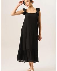 Gini London - Ruffle Short Sleeve Viscose Maxi Dress - Lyst